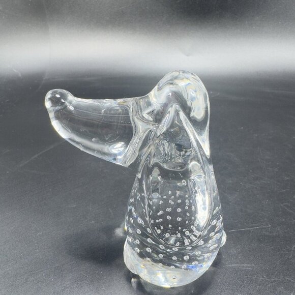 Clear Hound Dog Figurine Paperweight Manganese 365nm Green UV Glow Small Bubbles - Picture 2 of 12